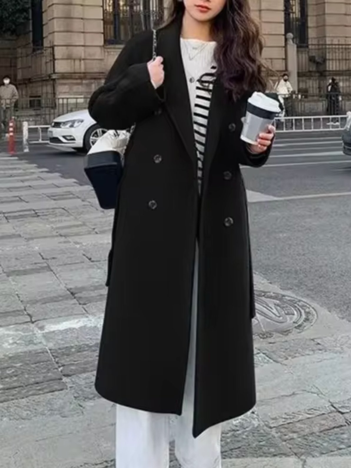 Abrigo largo con botones para mujer, diseño elegante y cómodo
