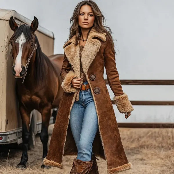 Abrigo largo de estilo retro y clásico para mujer