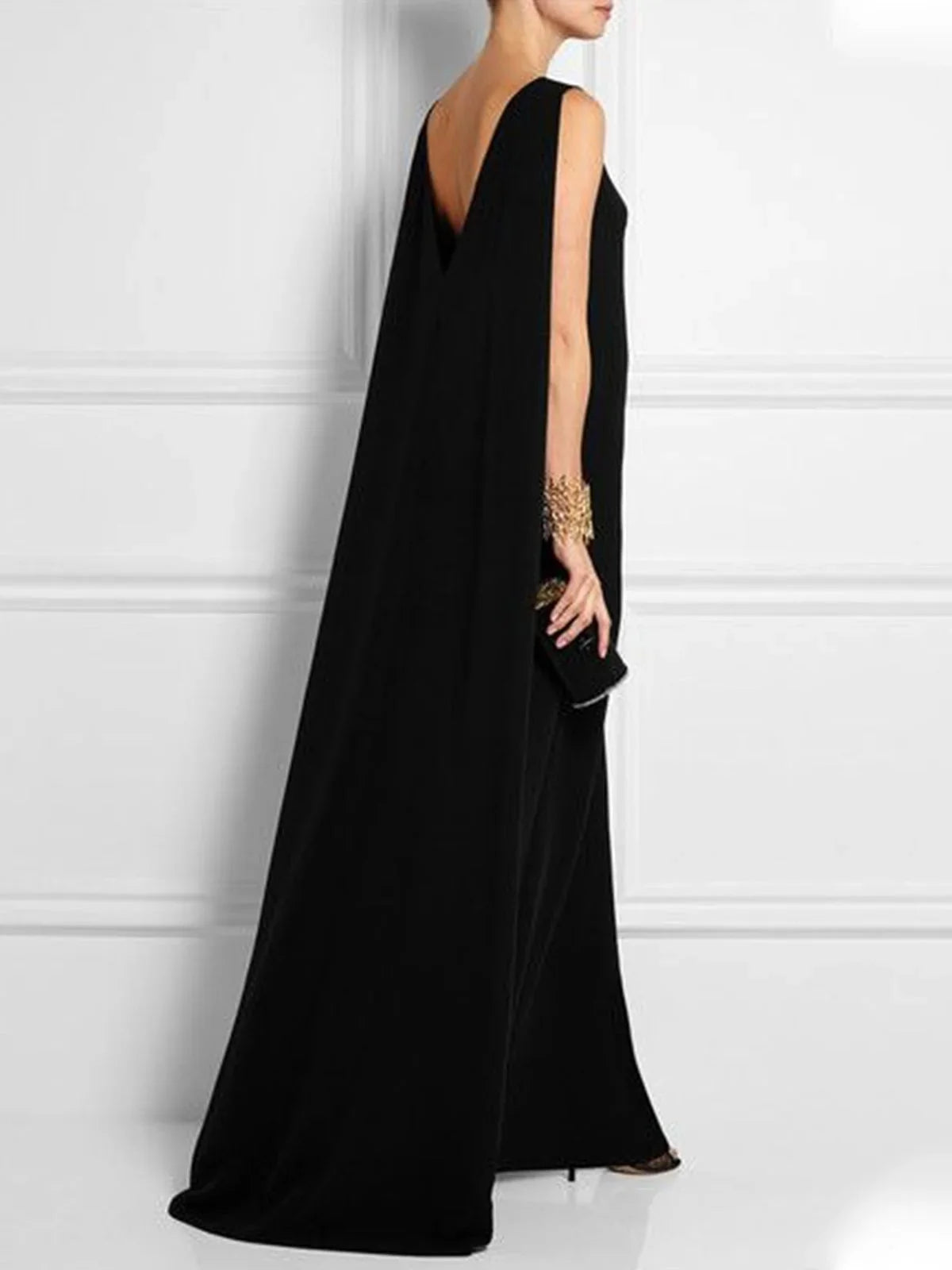 Vestido largo vintage sin mangas con cuello redondo para un mira casual