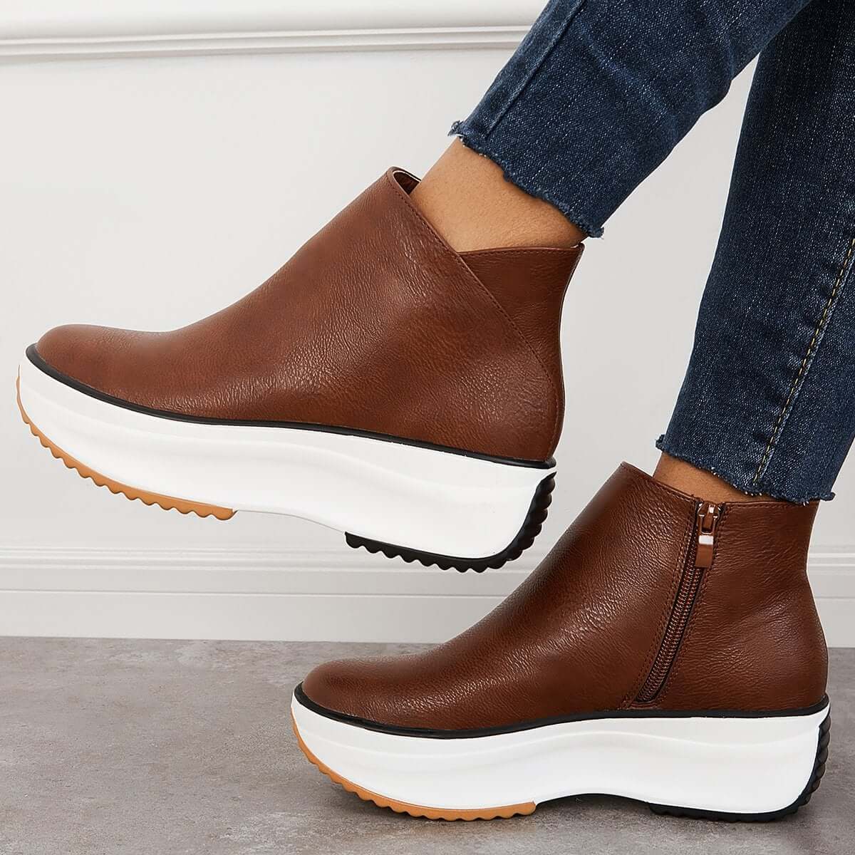 Zapatillas de Cuña de Plataforma Botines de Tobillo Fáciles de Poner para Mujeres