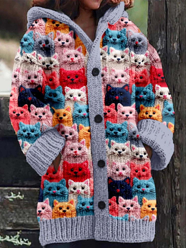 Doortje - Chaqueta de otoño con capucha y estampado de gatos