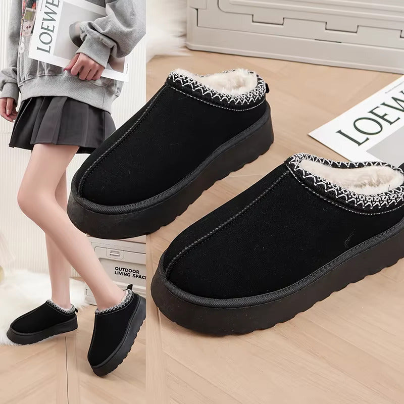 Pantuflas de plataforma cálidas y cómodas para mujer