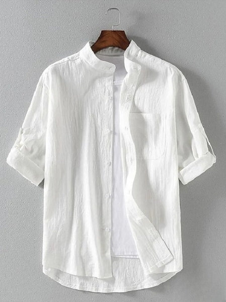 Hugo - Camisa de hombre playera 3/4 ideal para verano cuello mao