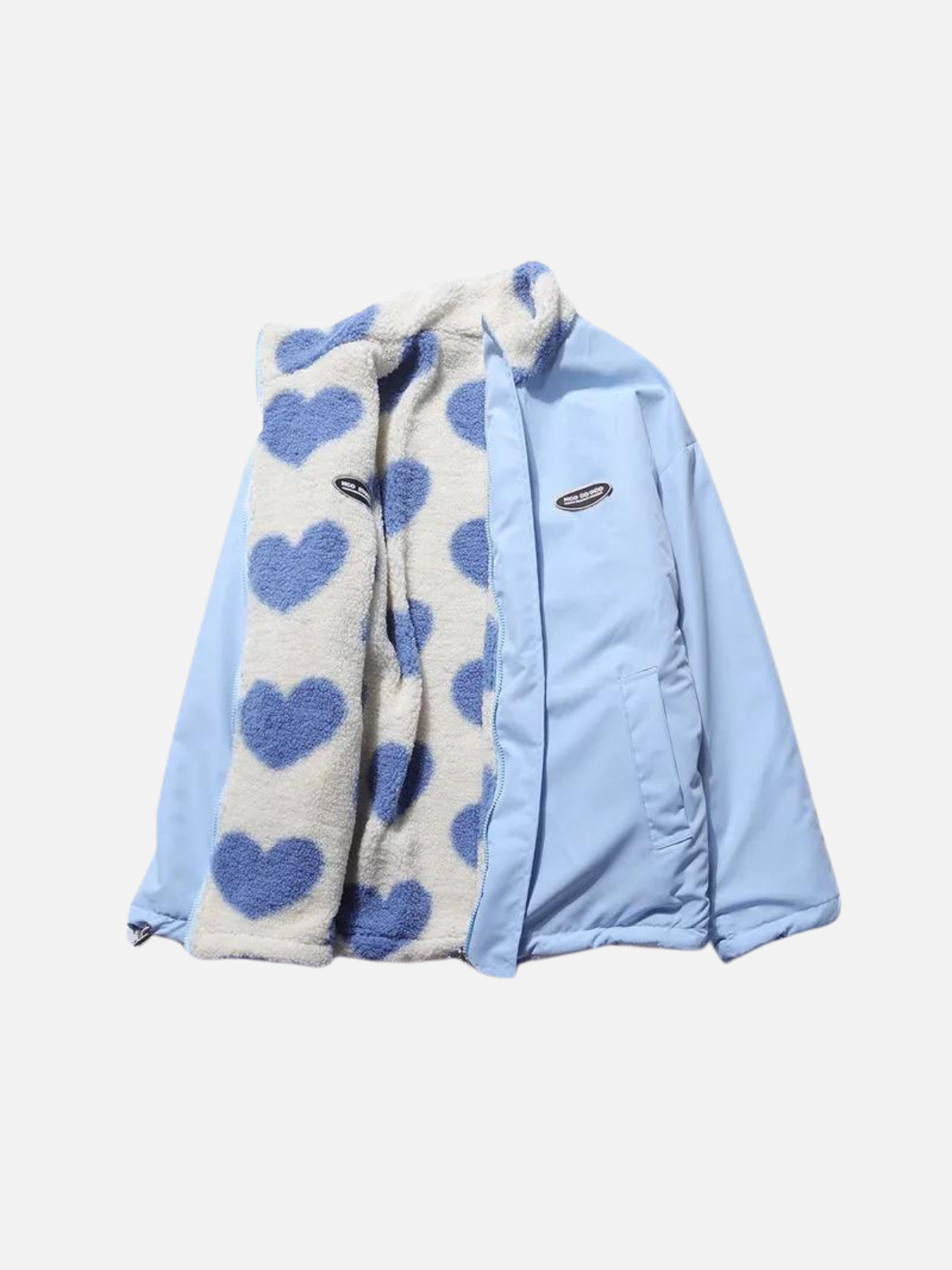 Chaqueta para el otoño fresco con forro suave y estampado de corazones