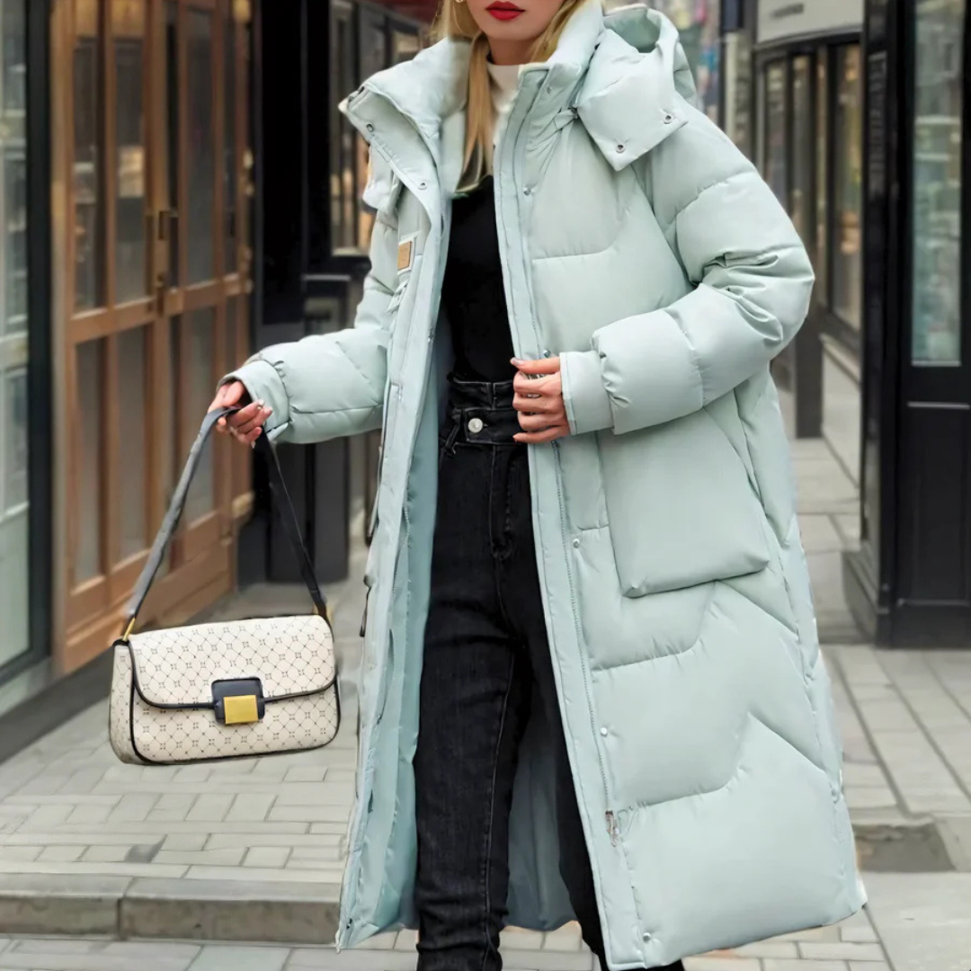 Abrigo largo moderno para mujer ideal para el invierno