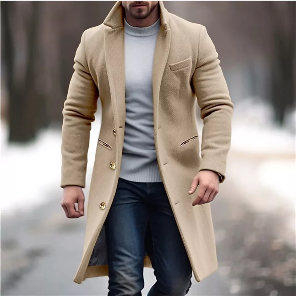 Gabardina de invierno para hombre con corte entallado para un apariencia elegante