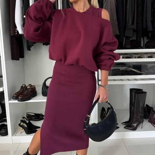 Conjunto de Sudadera y Vestido Sin Mangas para Mujer: Elegancia y Comodidad en 2 Piezas