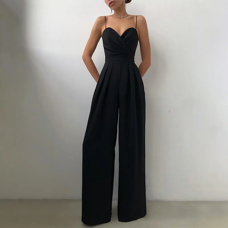 Mono elegante para mujer con tirantes finos y cintura alta ideal para eventos