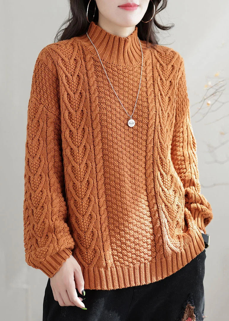 Suéter de Cable Oversized de Cuello Alto y Acogedor para Moda de Invierno