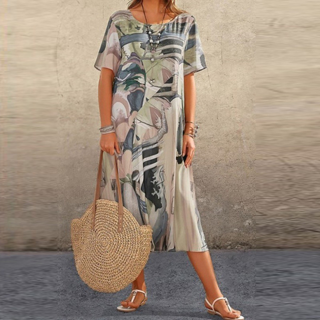 Vestido midi veraniego con estampado moderno