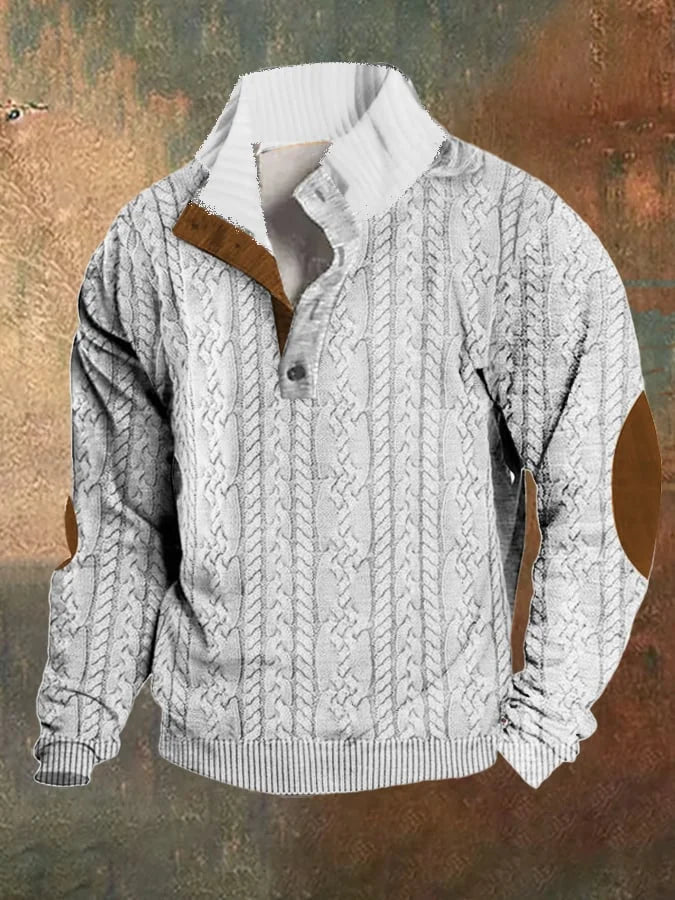 Suéter Casuales para Hombre con Cuello Alto y Bloque de Color - Estilo Retro