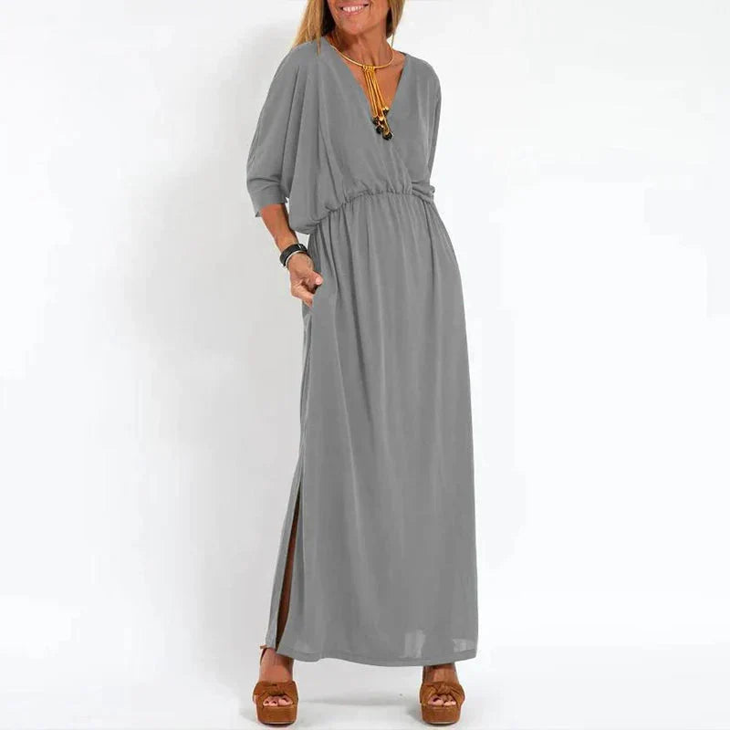 Vestido largo vintage Louisa con abertura lateral en la cintura alta