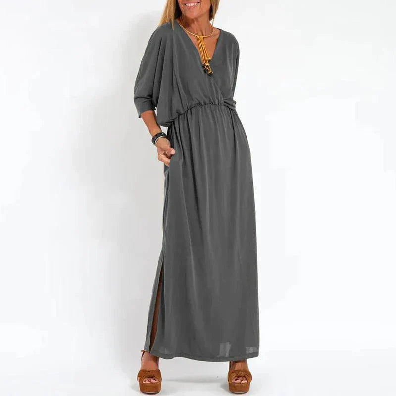 Vestido largo vintage Louisa con abertura lateral en la cintura alta
