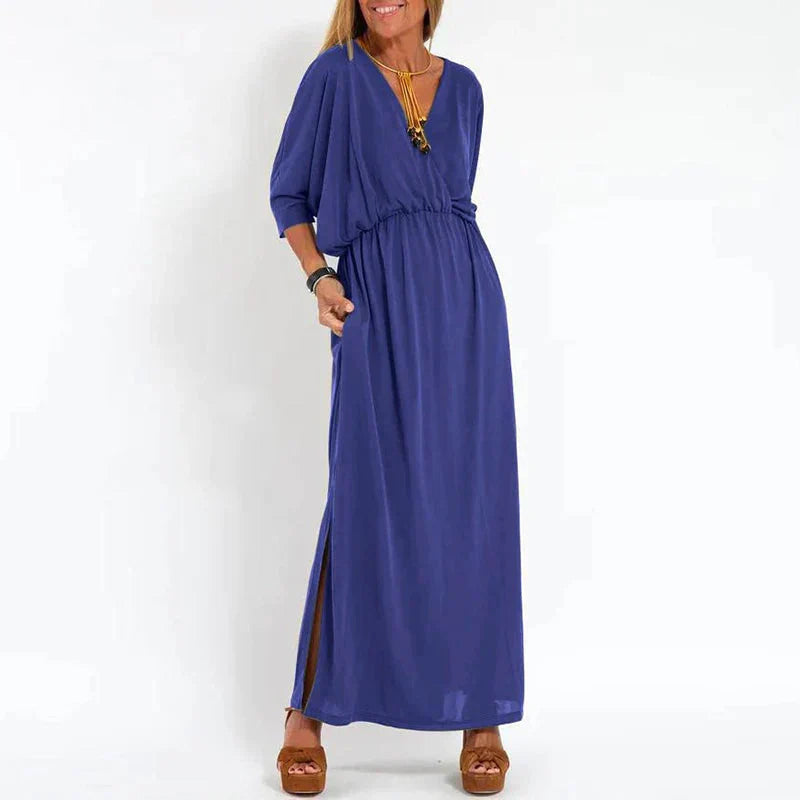 Vestido largo vintage Louisa con abertura lateral en la cintura alta