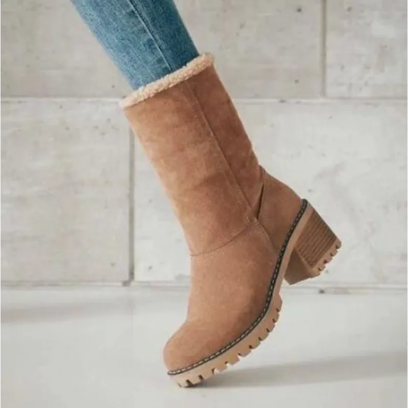 Botines de invierno para mujer con diseño moderno y tacón bajo