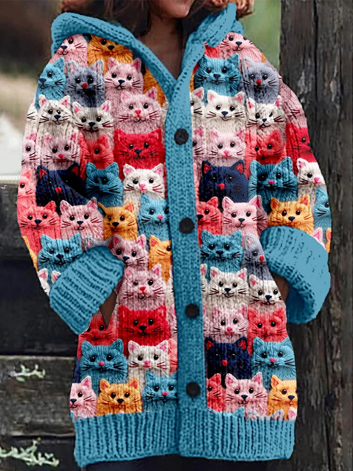 Doortje - Chaqueta de otoño con capucha y estampado de gatos