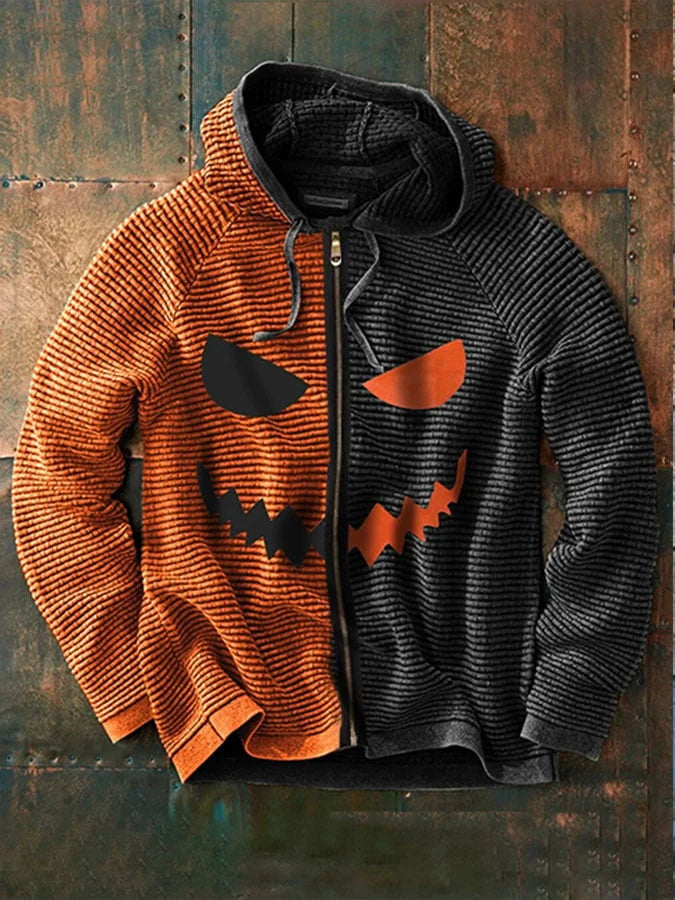 Chaqueta con capucha y bloque de color para hombre con estampado de Halloween Grimace