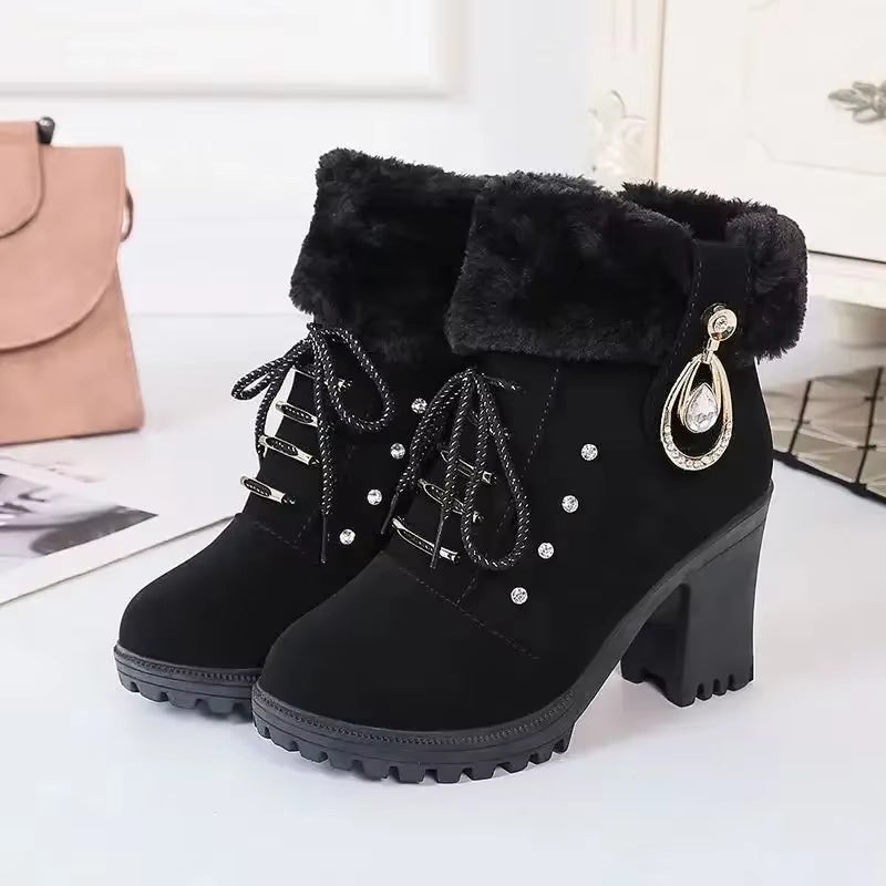Botines de invierno elegantes para mujer con tacón