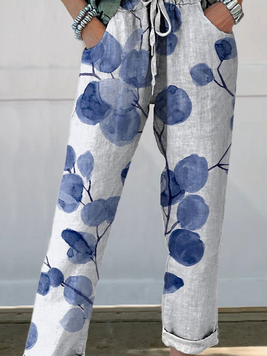 Brenda - Pantalones retro de mujer con estampado floral botánico