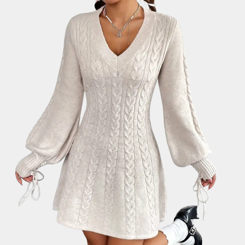 Vestido femenino con escote en V y diseño elegante
