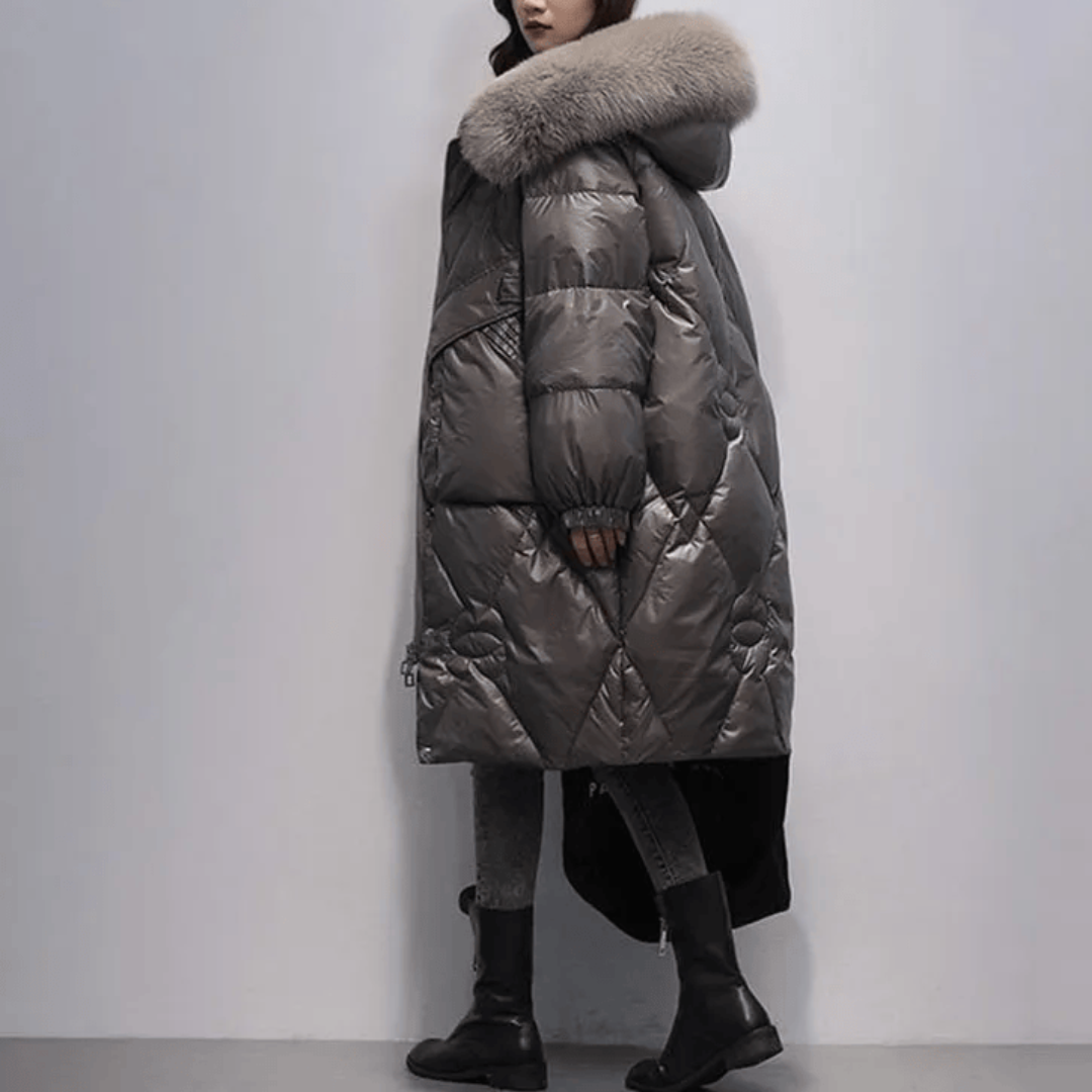 Abrigo largo casual para mujer con capucha moderna