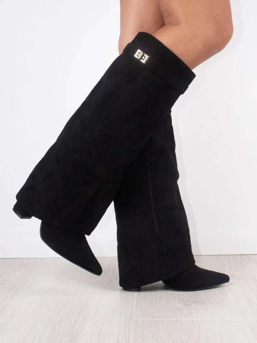 Botas altas elegantes y cómodas con tacón oculto y diseño moderno