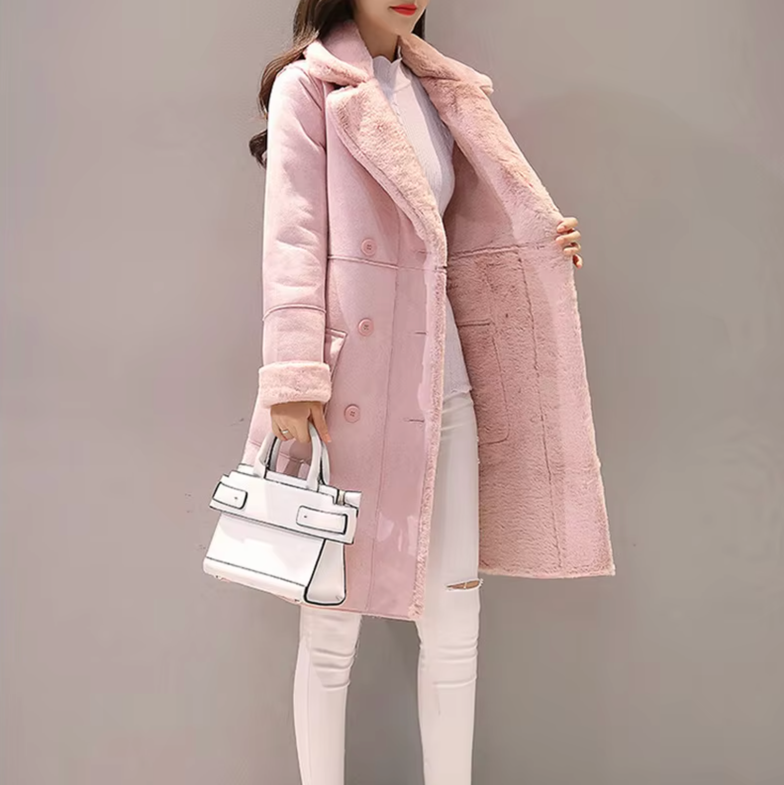 Abrigo largo casual para mujer, elegante y cómodo