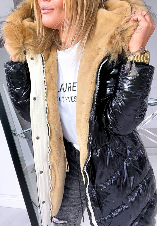 Chaqueta larga de invierno con cuello elegante para mujeres