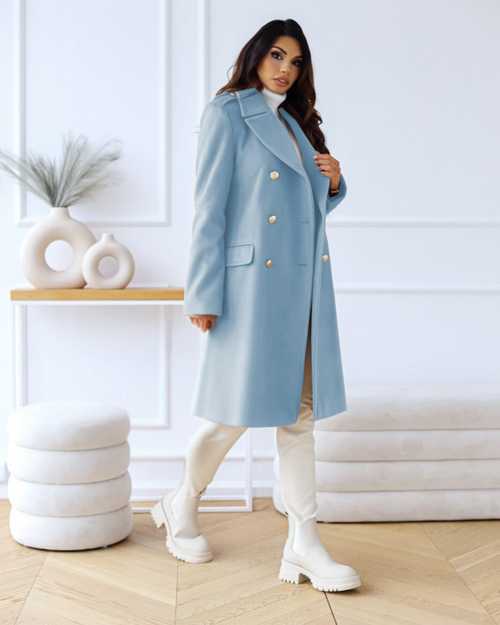 Abrigo Largo de Invierno para Mujer con Botones y Solapas Elegantes