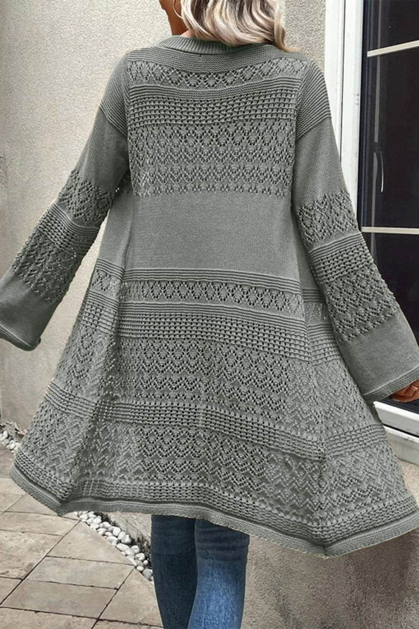 Suéter Cardigan Abierto de Punto Suave para Mujer - Ligero Color Gris