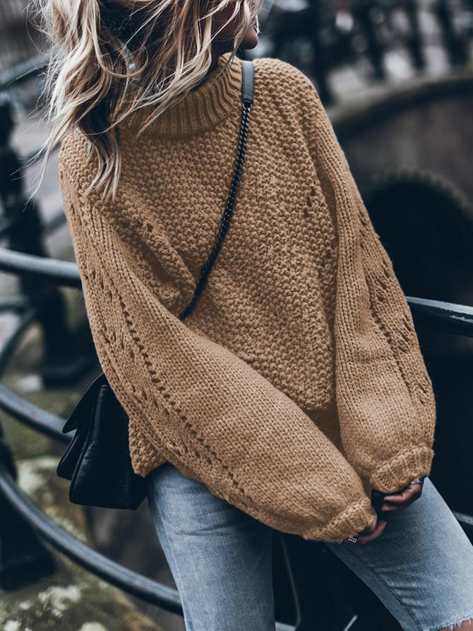 Suéter de manga larga con cuello redondo para mujer de moda