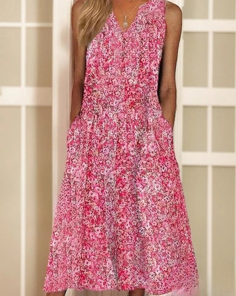 Lucia - Maxi Vestido Floral con Cuello en V y Corte Holgado