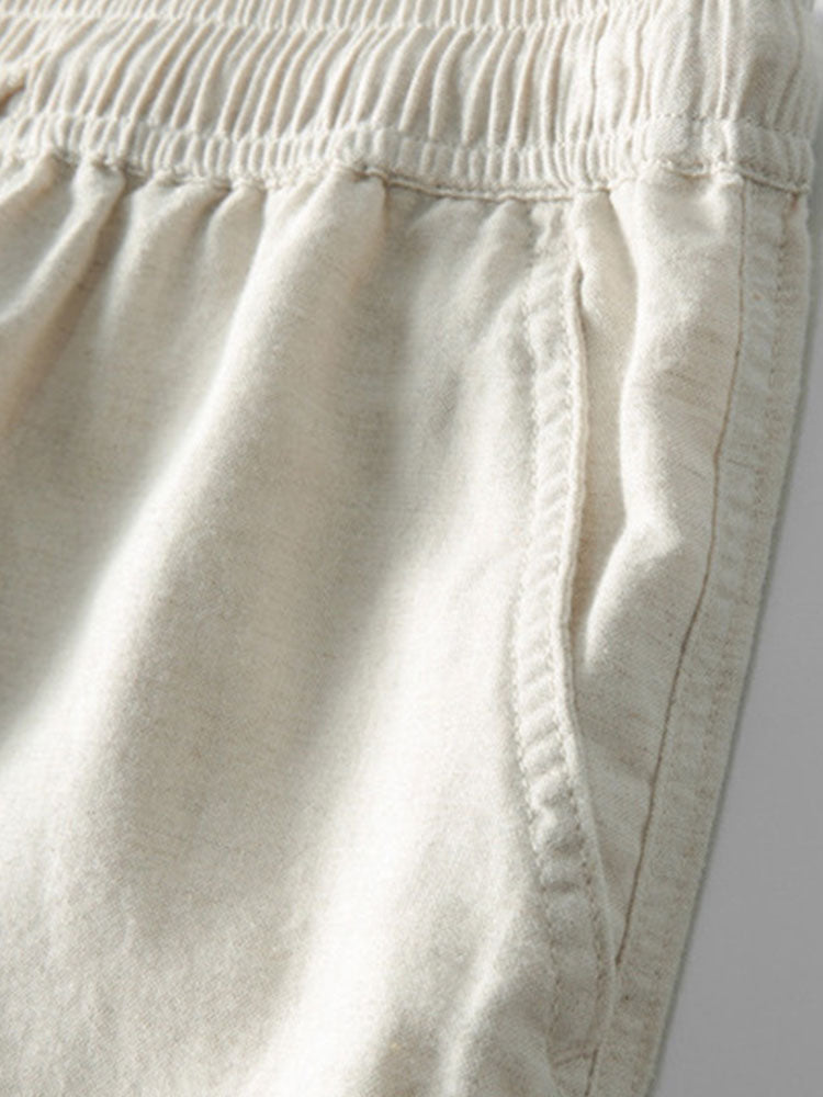 Conjunto para hombre con camisa de cuello mao de manga corta y pantalón recto casual