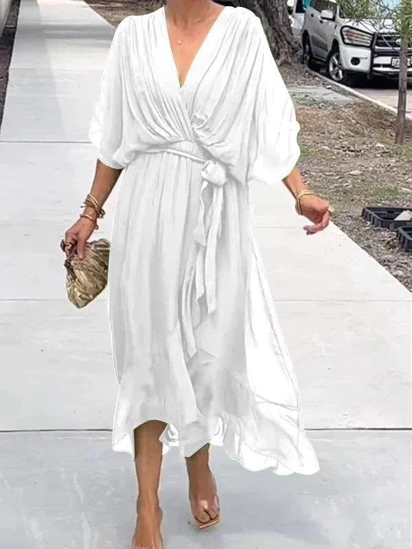 Monica - Elegante vestido de gasa con escote en V