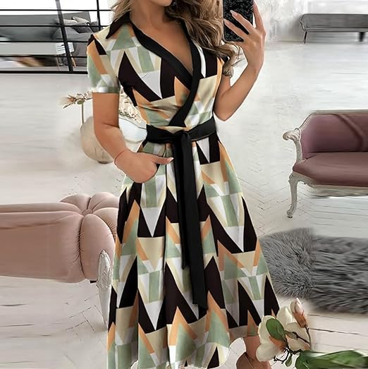 Vestido elegante con estampado moderno para mujer, ideal para cualquier ocasión