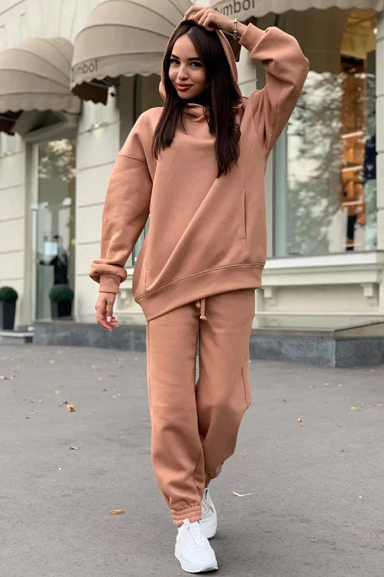 Conjunto de Sudadera con Capucha y Pantalones de Cintura Elástica con Bolsillos