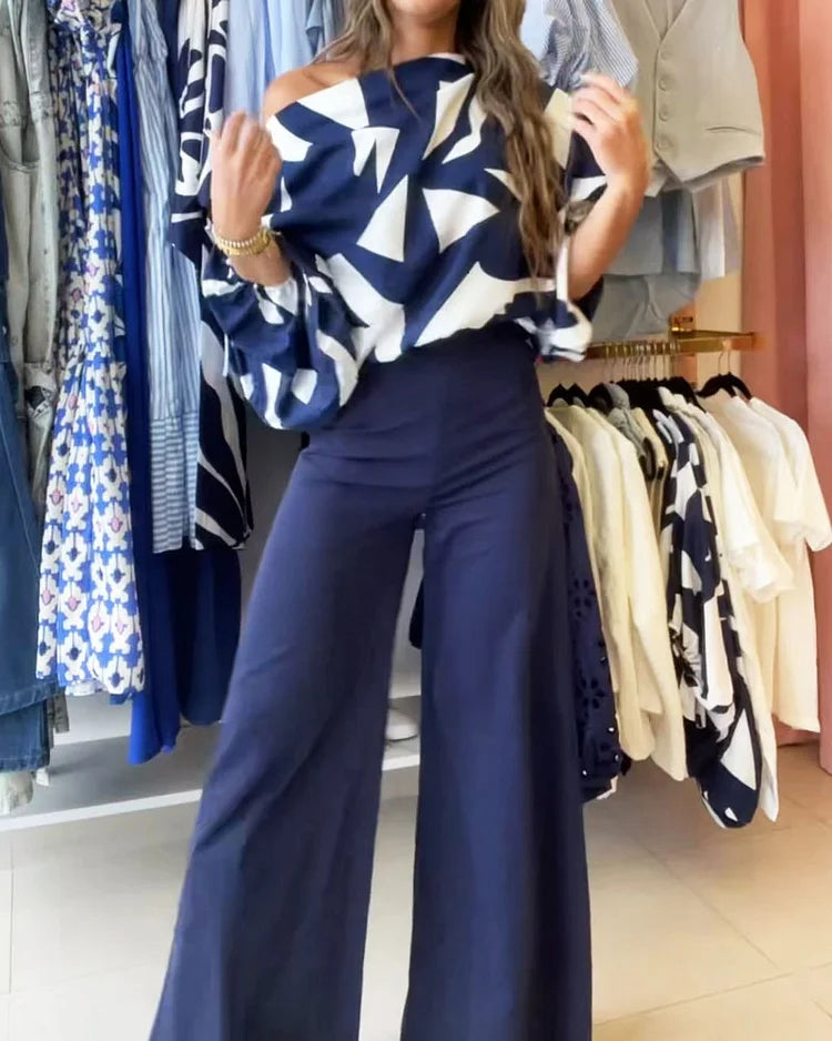 Joanna - Conjunto Dos Piezas Top y Pantalón con Estampado para Ocio