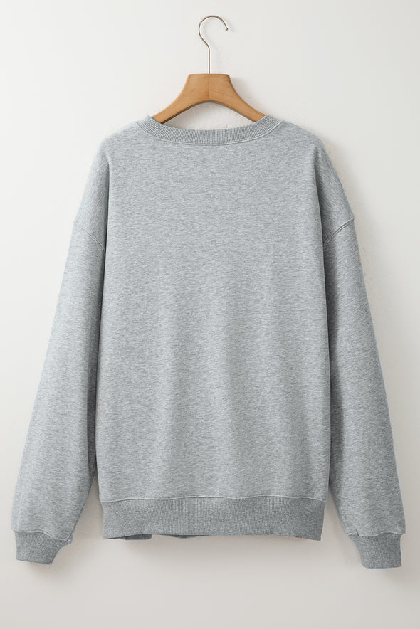 Sudadera Gris Claro con Cuello Redondo y Corte Holgado - Casual y Cómoda