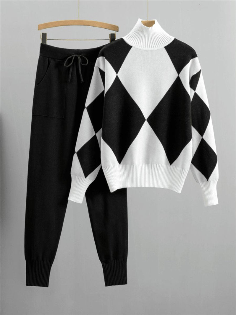 Conjunto de suéter y pantalón para mujer, moderno y cómodo para el invierno