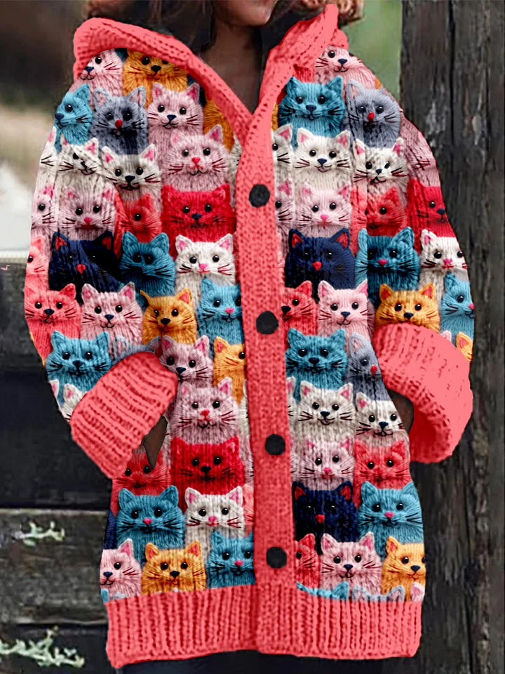 Doortje - Chaqueta de otoño con capucha y estampado de gatos