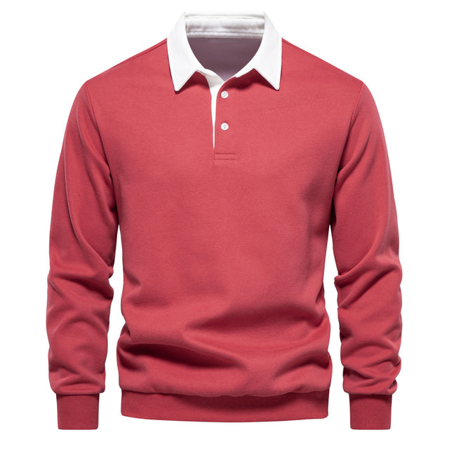 Suéter polo de manga larga para hombre elegante y casual ideal para uso diario