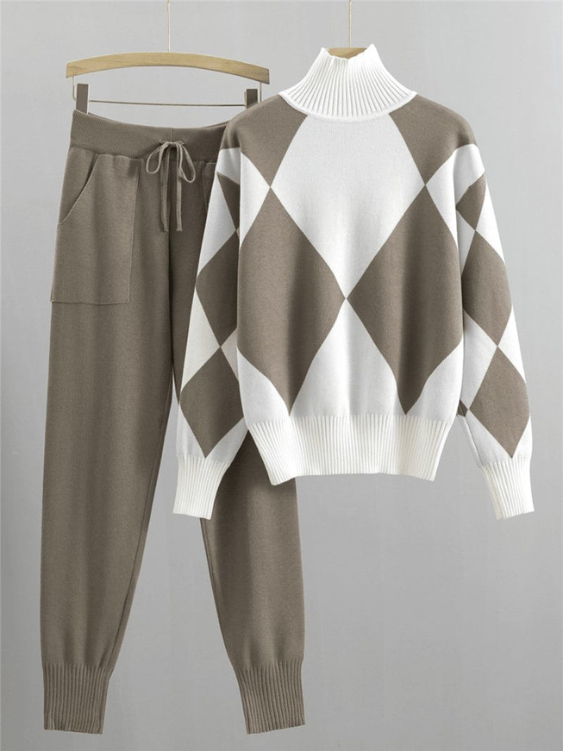 Conjunto de suéter y pantalón para mujer, moderno y cómodo para el invierno