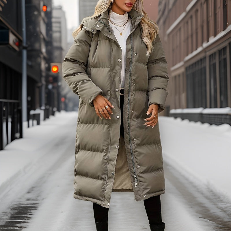 Abrigo largo de invierno para mujer con diseño elegante y moderno