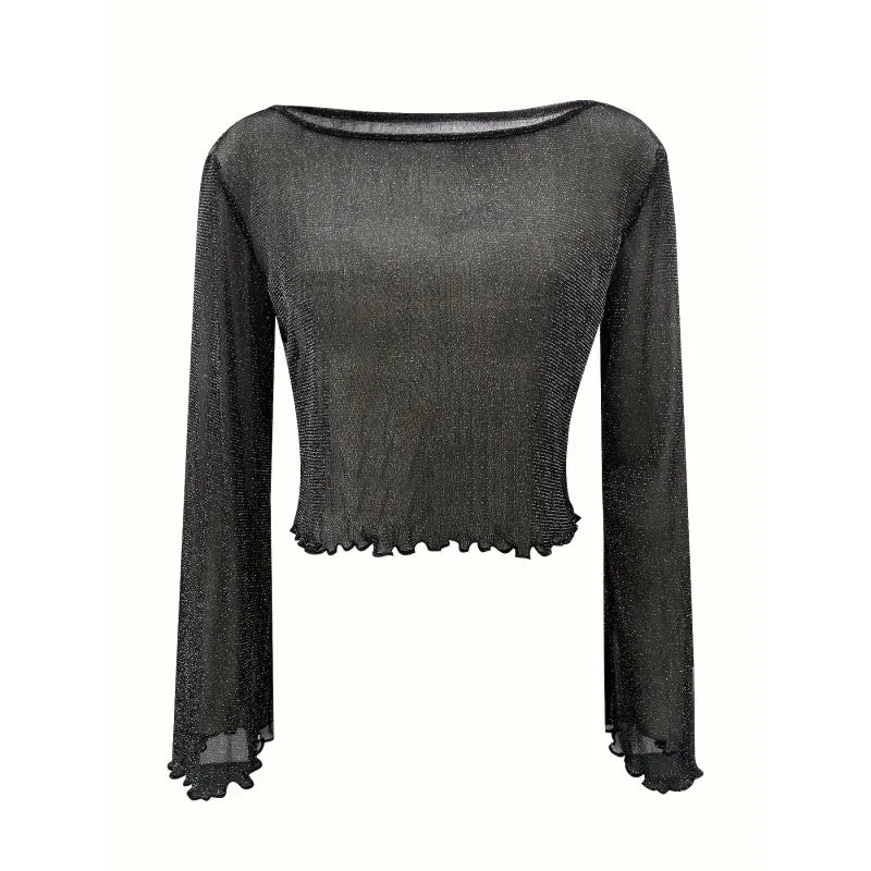 Domenica - Blusa de lentejuelas de manga larga Keep It Shine