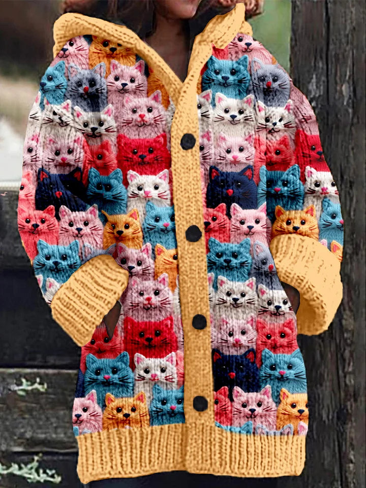 Doortje - Chaqueta de otoño con capucha y estampado de gatos