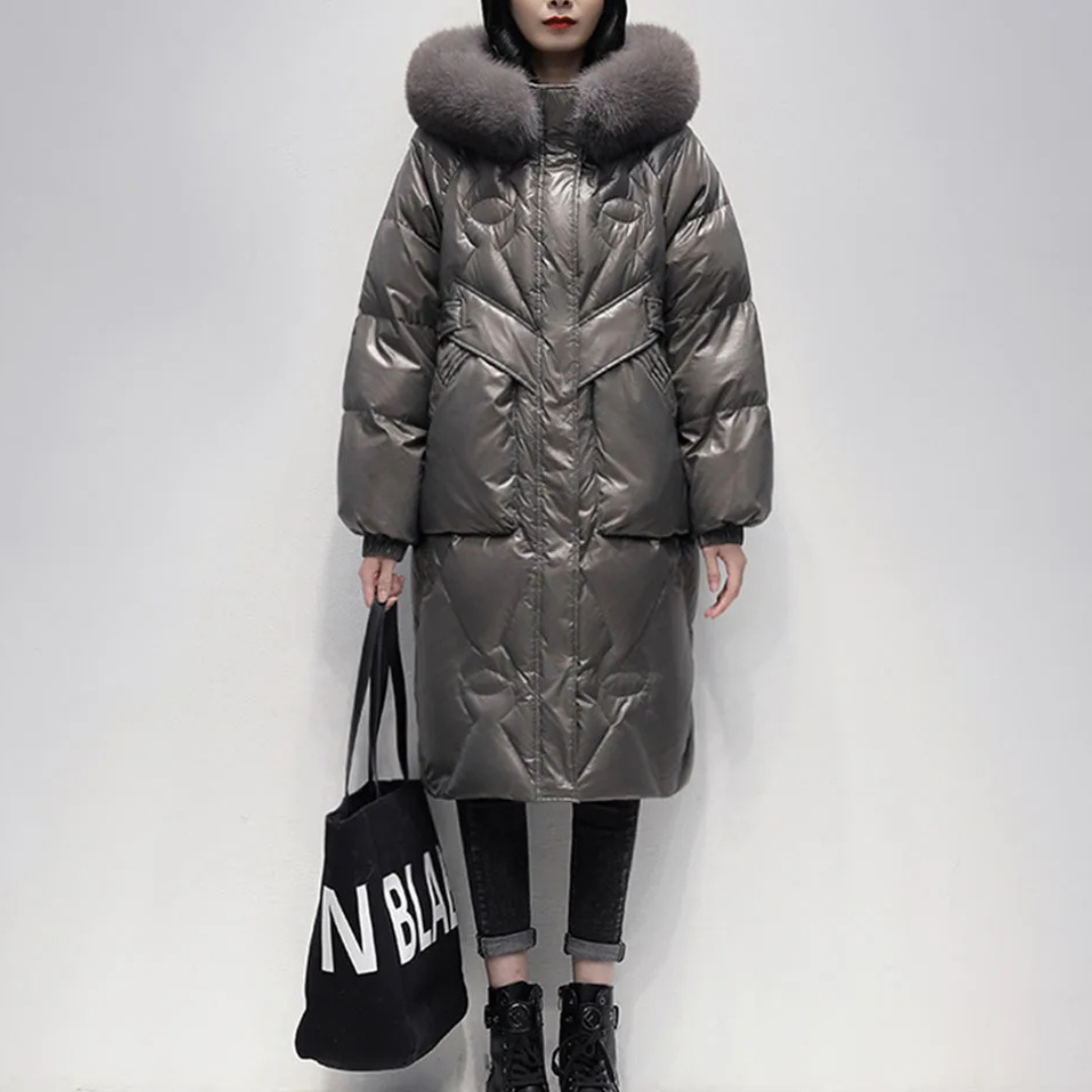 Abrigo largo casual para mujer con capucha moderna
