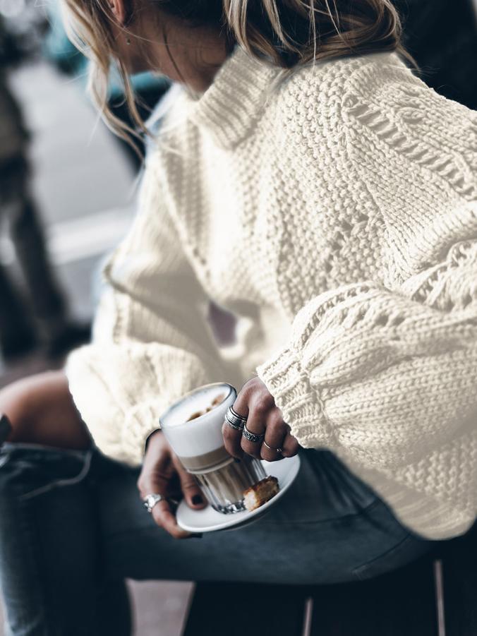 Suéter de manga larga con cuello redondo para mujer de moda