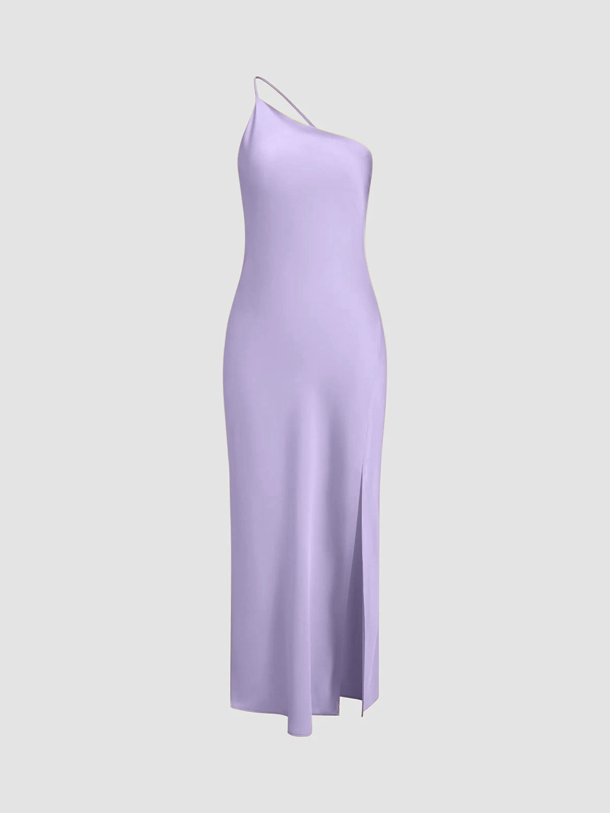 Vestido largo elegante con cuello halter y abertura alta