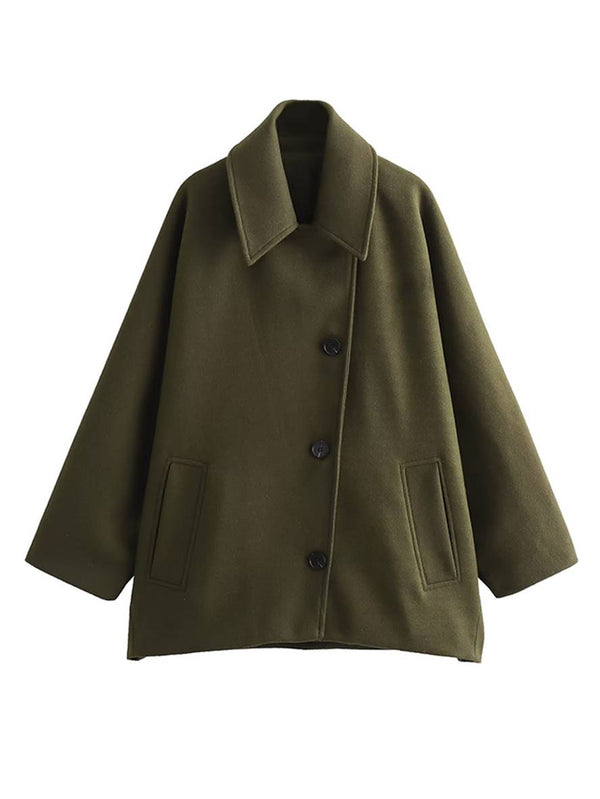 Abrigo largo para mujer con cuello y solapas, elegante y casual