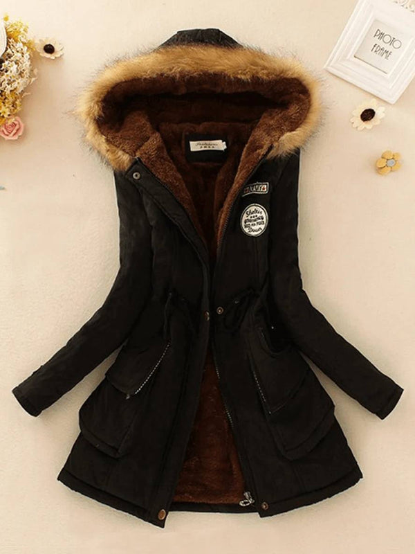 Parka casual para mujer de longitud media con cremallera